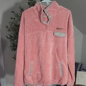 Simply Southern Pink and Gray Textured Pullover With Pockets XXL